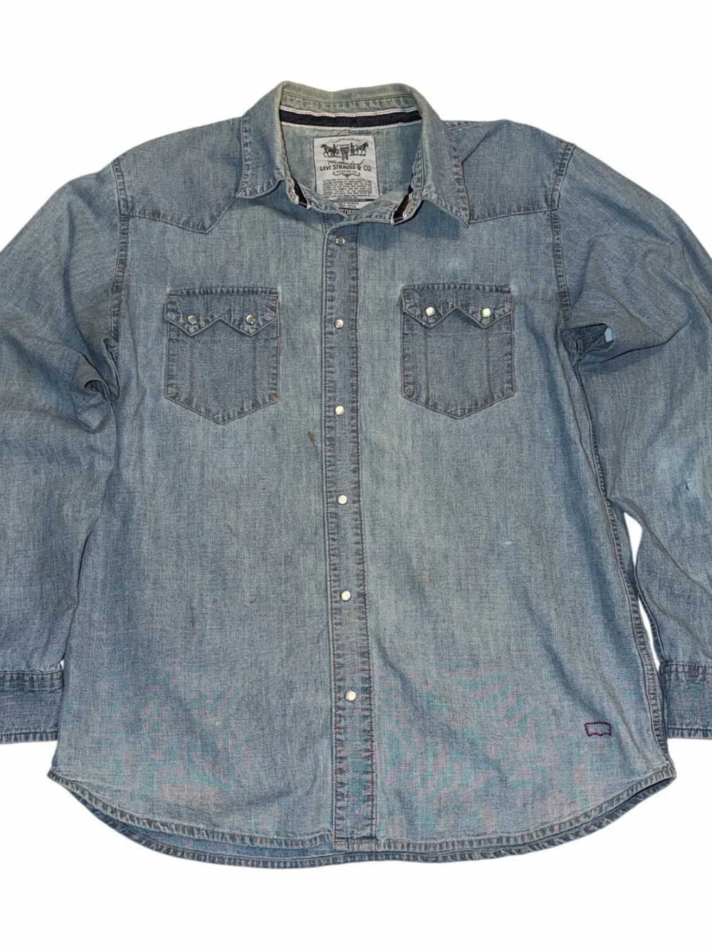 Vintage 90s y2k Levi Two Horse Brand Blue Denim Western Snap baggy retro Medium